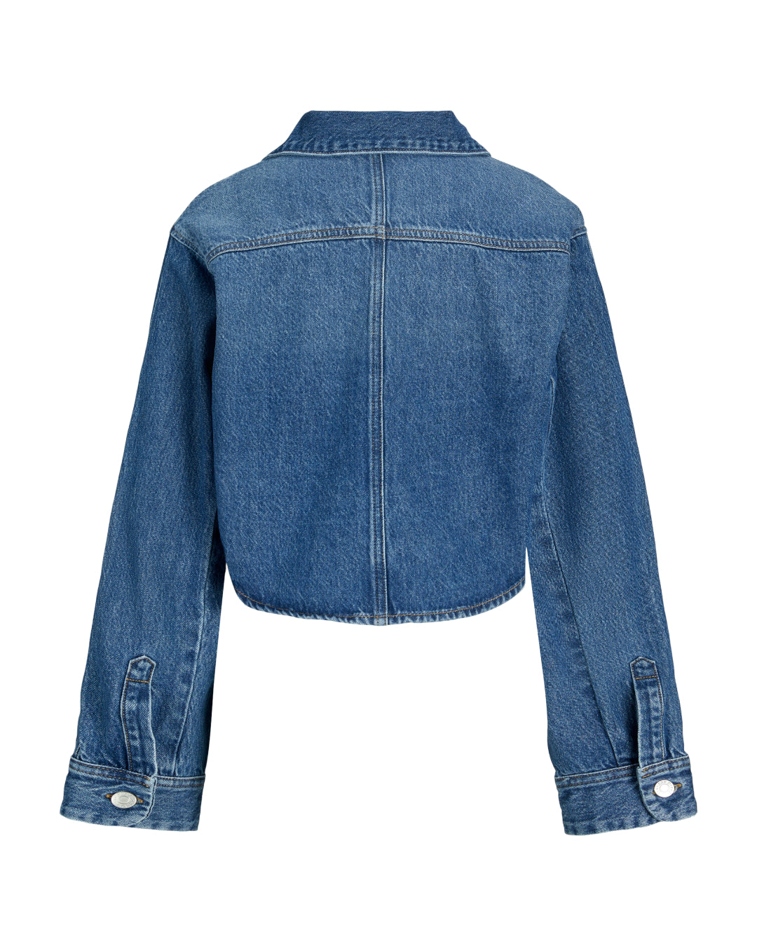 Produktfoto af en blå CANA skjorte i denim set bagfra. Bagrund er hvid. Fra BySofieSønderby