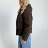 PRE ORDER - GLOBAL puffer jakke, brun - FORVENTES AFSENDELSE I UGE 42