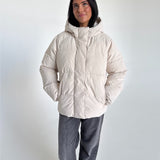 PRE ORDER - GLOBAL puffer jakke, creme - FORVENTES AFSENDELSE I UGE 42