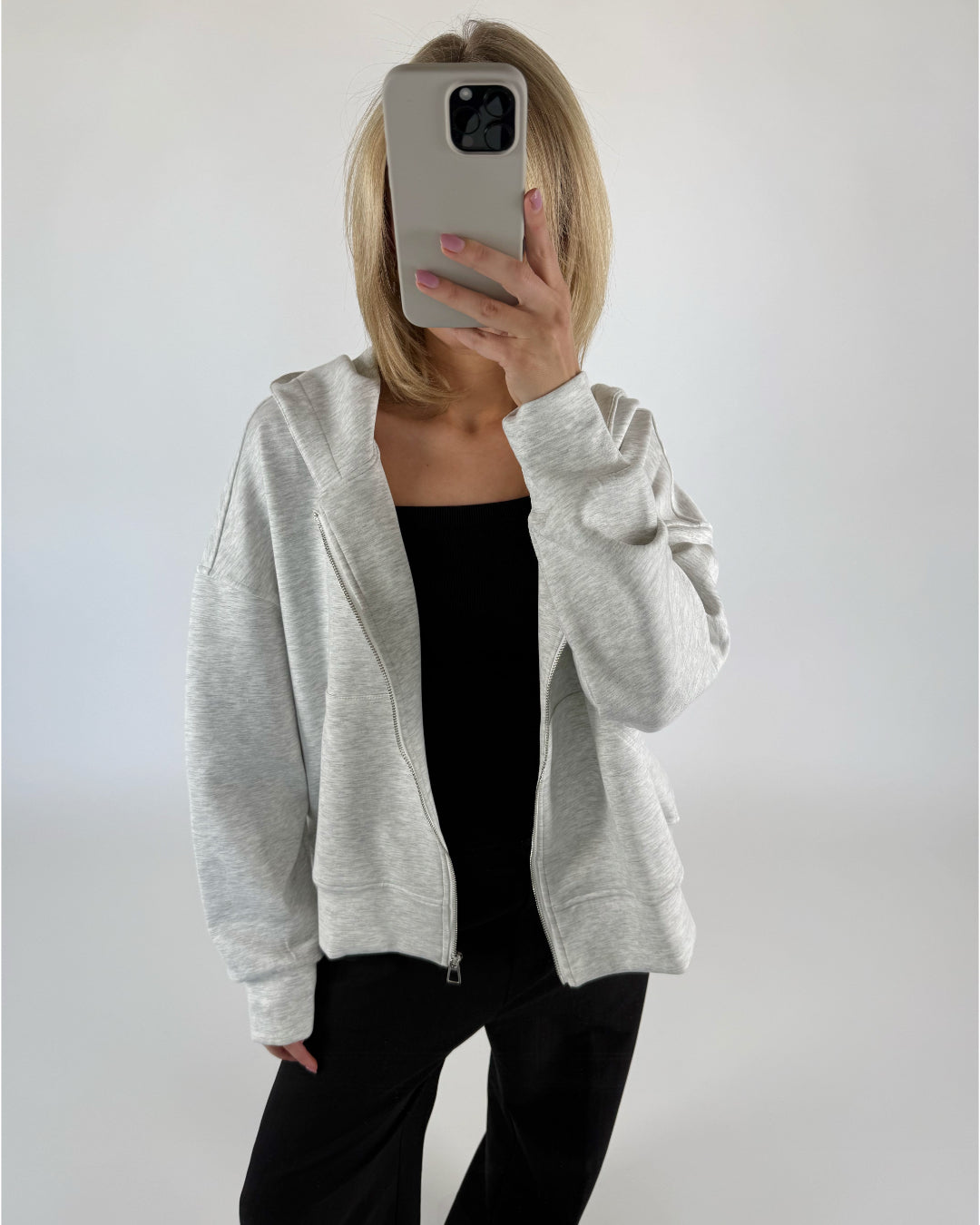 HEIDI zip hoodie grå