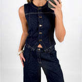 INDIE denim top, mørkeblå