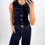 INDIE denim top, mørkeblå