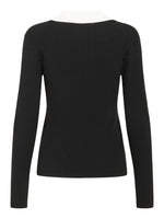 Produktfoto af Lidya bluse i sort med hvid krave. På hvid baggrund. Fra BySofieSønderby