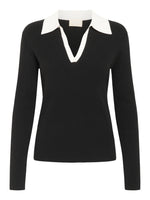 Produktfoto af Lidya bluse i sort med hvid krave. På hvid baggrund. Fra BySofieSønderby