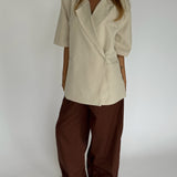 MINNIE oversized kortærmet blazer, creme