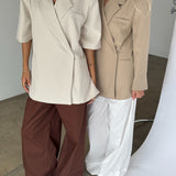 MINNIE oversized kortærmet blazer, creme