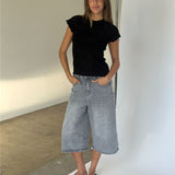AGNETE strik t-shirt, sort