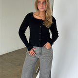 AMANI boatneck strik cardigan, sort