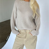 AMIRAH langærmet strik, beige