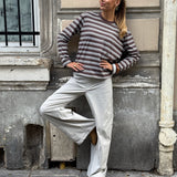 SOPHIA long sleeve, brun/lyseblå