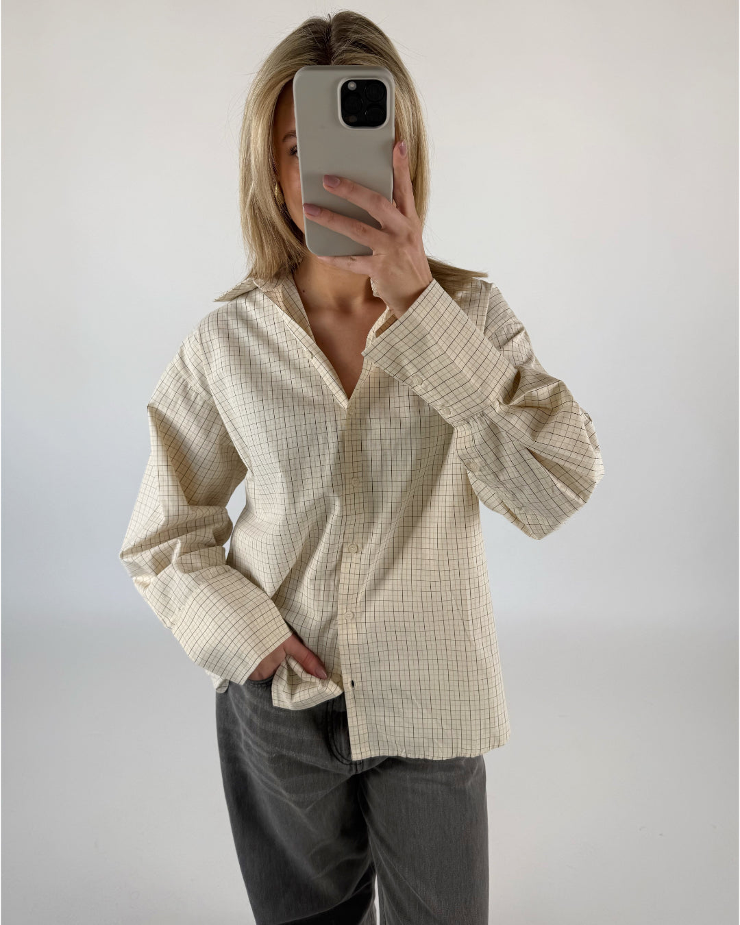 BELLA skjorte creme ternet