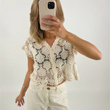 BRIANNA strik top, creme