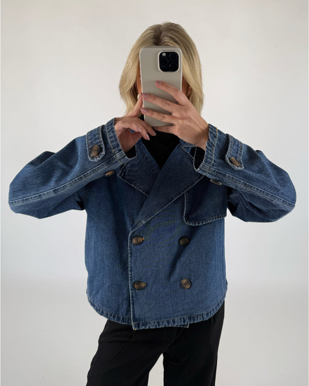 CARLIE kort trenchcoat denim blå
