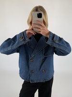 CARLIE kort trenchcoat denim blå