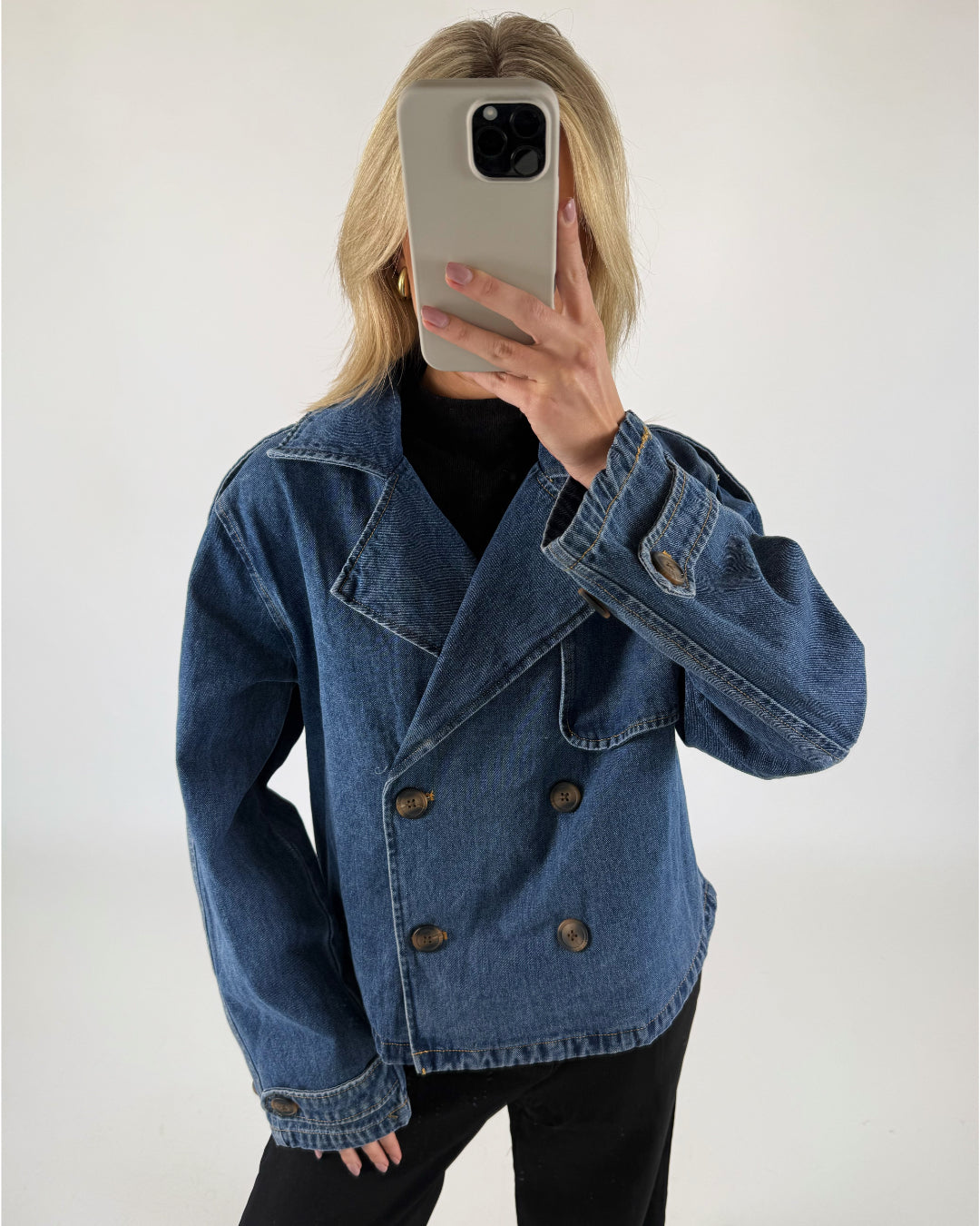 CARLIE kort trenchcoat denim blå