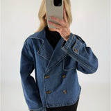 CARLIE kort trenchcoat denim blå