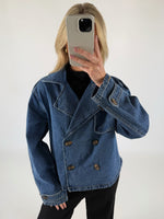 CARLIE kort trenchcoat denim blå