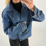 CARLIE kort trenchcoat denim blå