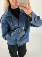 CARLIE kort trenchcoat denim blå