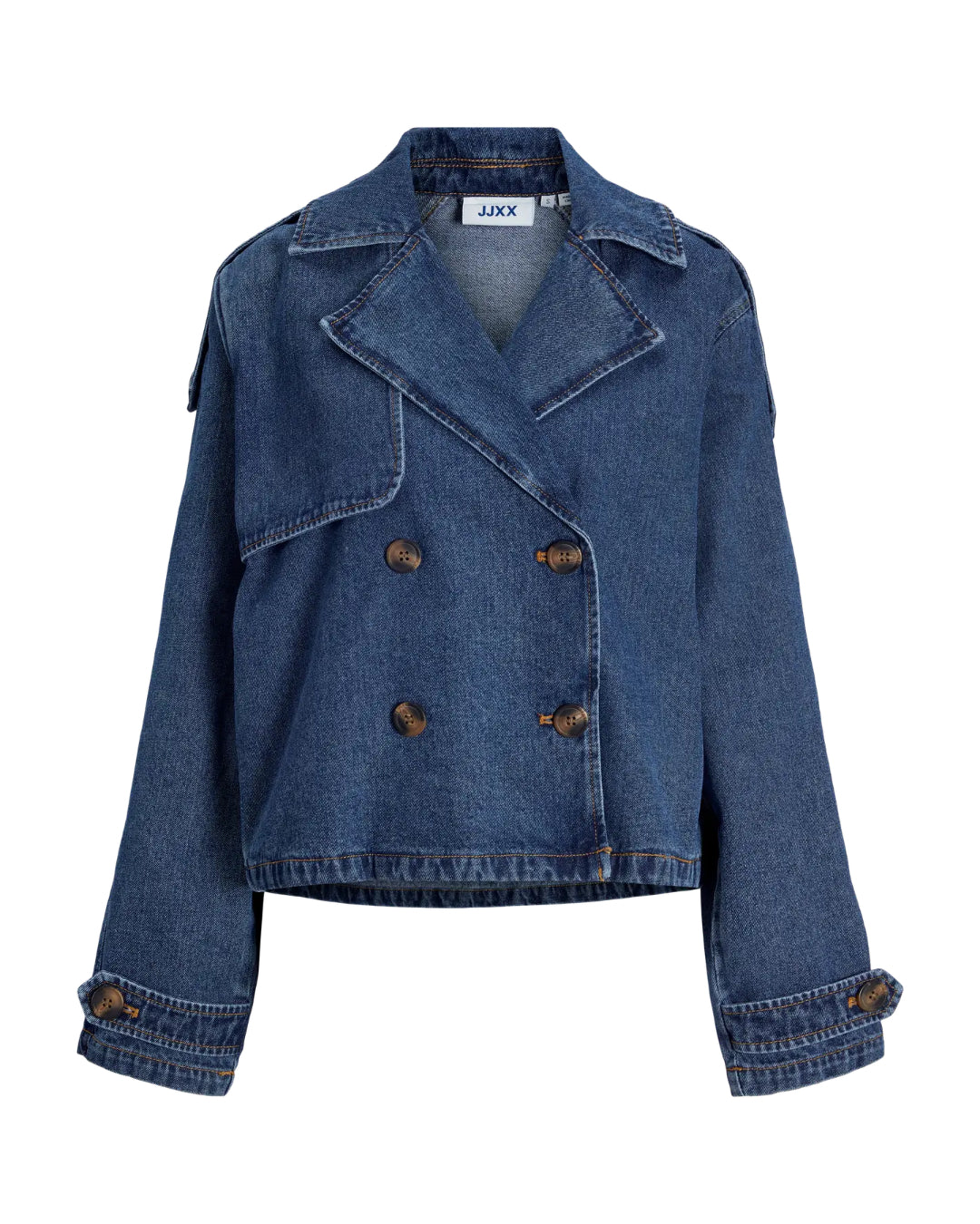 CARLIE kort trenchcoat denim blue