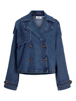 CARLIE kort trenchcoat denim blue