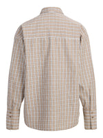 Produktbillede af beige/hvid ternet CARO skjorte. Set bagfra. Fra BySofieSønderby