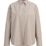 Produktbillede af beige/hvid ternet CARO skjorte. Set forfra. Fra BySofieSønderby