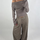 CARTER one shoulder bluse, brun