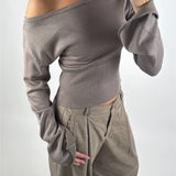 CARTER one shoulder bluse, brun