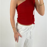 CASSIDY one shoulder top, rød