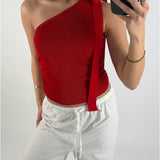 CASSIDY one shoulder top, rød