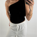 CASSIDY one shoulder top, sort