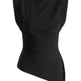 Produktbillede af sort CAT top. Set forfra. Fra BySofieSønderby