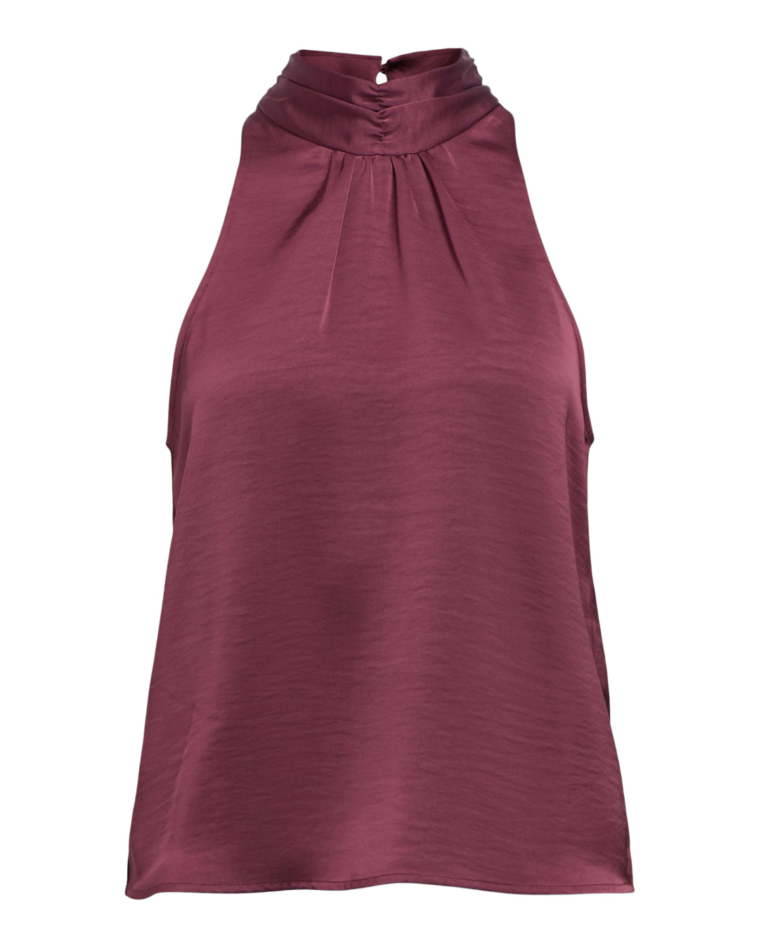 Produktbillede af bordeaux ærmeløs CHILLI top med sløjfe. Set forfra. Fra BySofieSønderby