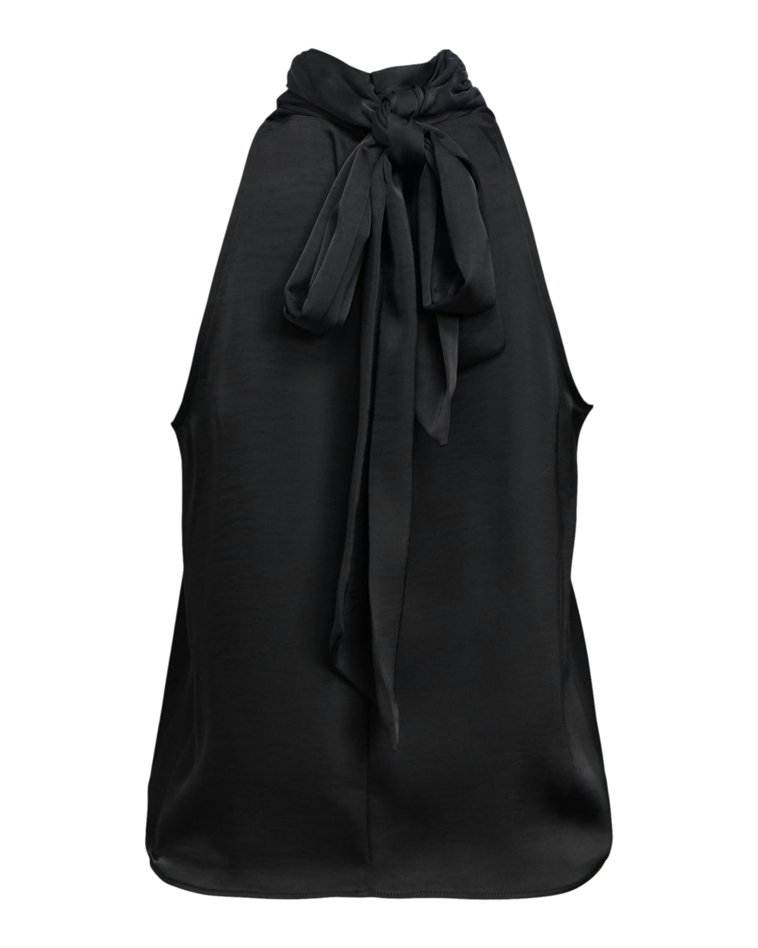 Produktbillede af sort ærmeløs CHILLI top med sløjfe. Set bagfra. Fra BySofieSønderby