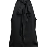 Produktbillede af sort ærmeløs CHILLI top med sløjfe. Set bagfra. Fra BySofieSønderby