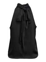 Produktbillede af sort ærmeløs CHILLI top med sløjfe. Set bagfra. Fra BySofieSønderby