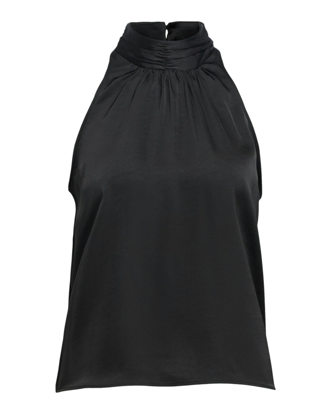 Produktbillede af sort ærmeløs CHILLI top med sløjfe. Set forfra. Fra BySofieSønderby