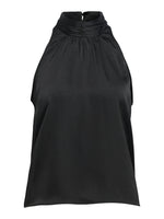 Produktbillede af sort ærmeløs CHILLI top med sløjfe. Set forfra. Fra BySofieSønderby