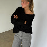 CIELO off shoulder strik, sort