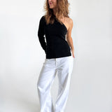 COLLINS one shoulder bluse, sort