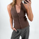 CYNTHIA strikket top, brun