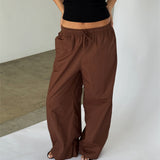 DANIA wide leg bukser, brun