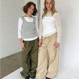 DANIA wide leg bukser, beige