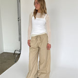 DANIA wide leg bukser, beige