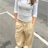 DANIA wide leg bukser, beige