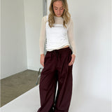 DANIA wide leg bukser, blomme