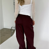 DANIA wide leg bukser, blomme