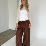 DANIA wide leg bukser, brun