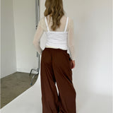 DANIA wide leg bukser, brun